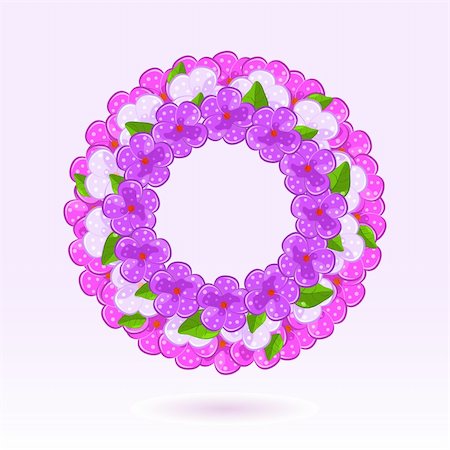 Pink Violet Flowers in Circle. Vector Illustration of Floral Round Frame Photographie de stock - Aubaine LD & Abonnement, Code: 400-06097153