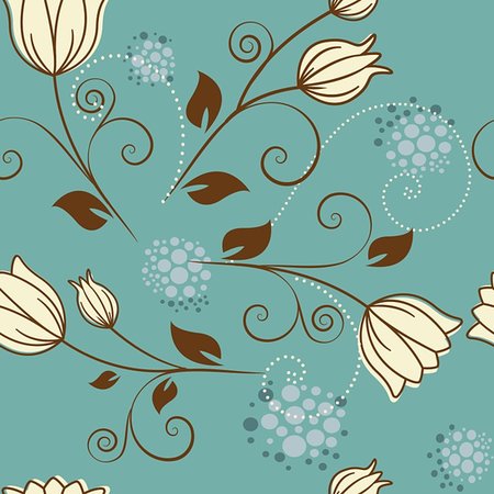 simsearch:400-05920889,k - seamless pattern with flowers on a blue background Photographie de stock - Aubaine LD & Abonnement, Code: 400-06097346