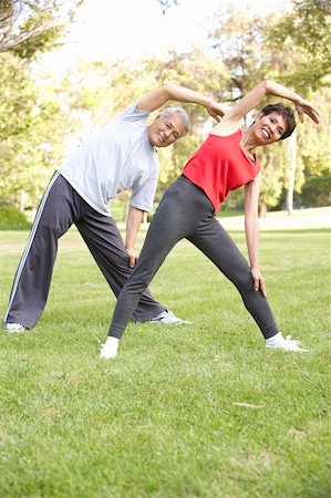 fitness asian couple - Senior Couple Exercising In Park Stock Photo - Budget Royalty-Free & Subscription, Code: 400-06097595