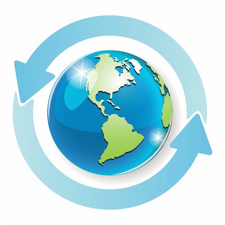 environmental business illustration - abstract illustration blue round arrows around globe  EPS 10 with transparency Stock Photo - Budget Royalty-Free & Subscription, Code: 400-06098399