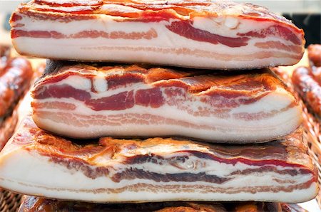 simsearch:400-04885499,k - Three Dried Pork Bacon Stacked Stock Photo - Budget Royalty-Free & Subscription, Code: 400-06098970