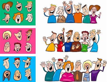 funny old people faces - cartoon illustration of happy people big set Stock Photo - Budget Royalty-Free & Subscription, Code: 400-06099224