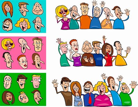 funny old people faces - cartoon illustration of happy people big set Stock Photo - Budget Royalty-Free & Subscription, Code: 400-06099226