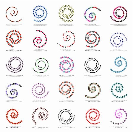 Spiral set. 25 design elements. Vector art. Stock Photo - Budget Royalty-Free & Subscription, Code: 400-06099831
