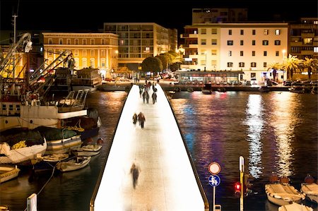 Dalmatian city of Zadar harbor pedestrian bridge at night Stock Photo - Budget Royalty-Free & Subscription, Code: 400-06099874