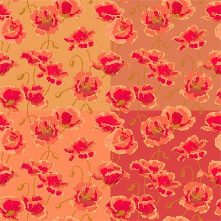 simsearch:400-06080543,k - Seamless floral pattern with hand-drawn poppy flowers in four different coloring Stock Photo - Budget Royalty-Free & Subscription, Code: 400-06099909