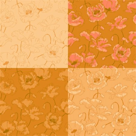 simsearch:400-06080543,k - Seamless floral pattern with poppy flowers in vintage style and gold colors Stock Photo - Budget Royalty-Free & Subscription, Code: 400-06099910