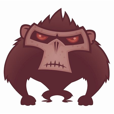 Vector cartoon illustration of an angry ape with red eyes. Stock Photo - Budget Royalty-Free & Subscription, Code: 400-06090736