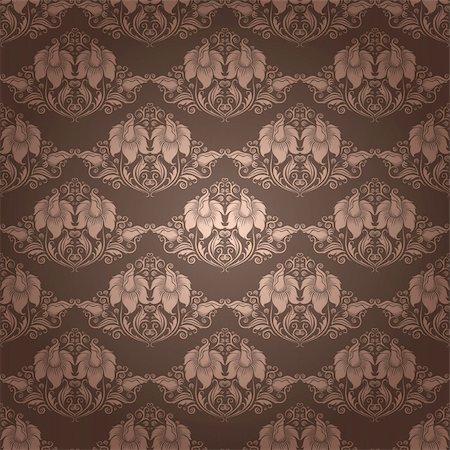 simsearch:400-05879441,k - Damask seamless floral pattern. Flowers on a gray background. EPS 10 Stock Photo - Budget Royalty-Free & Subscription, Code: 400-06091046