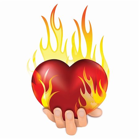 Heart love in fire icon gift to woman. Valentine day passion illustration. Eps10. Stock Photo - Budget Royalty-Free & Subscription, Code: 400-06091090