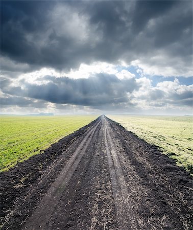 steppe - rural road goes to horizon in fog Stock Photo - Budget Royalty-Free & Subscription, Code: 400-06091209