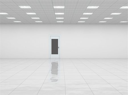 empty room with door and reflection floor Stock Photo - Budget Royalty-Free & Subscription, Code: 400-06091464