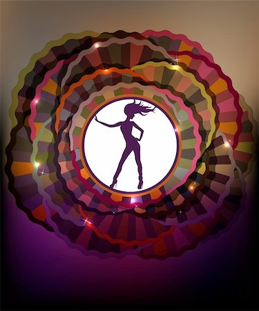 simsearch:400-05693036,k - Background with abstract cycles and dancing girl silhouette. Stock Photo - Budget Royalty-Free & Subscription, Code: 400-06091640
