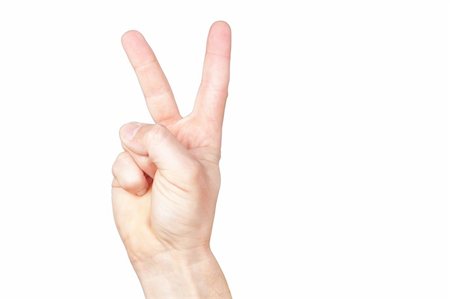 simsearch:400-04586134,k - Two fingers in the victory. On a white background. Stock Photo - Budget Royalty-Free & Subscription, Code: 400-06092287