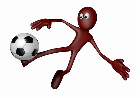red guy with soccer ball - 3d illustration Stock Photo - Budget Royalty-Free & Subscription, Code: 400-06092408
