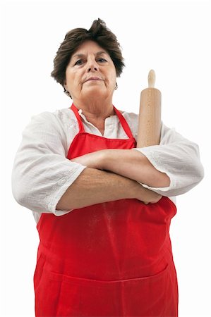 simsearch:400-07221782,k - Photo of an senior woman with a rolling pin and disapproving glare. Stock Photo - Budget Royalty-Free & Subscription, Code: 400-06092609