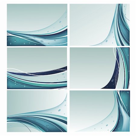 Set of abstract blue backgrounds with water droplets in vector Stock Photo - Budget Royalty-Free & Subscription, Code: 400-06092684