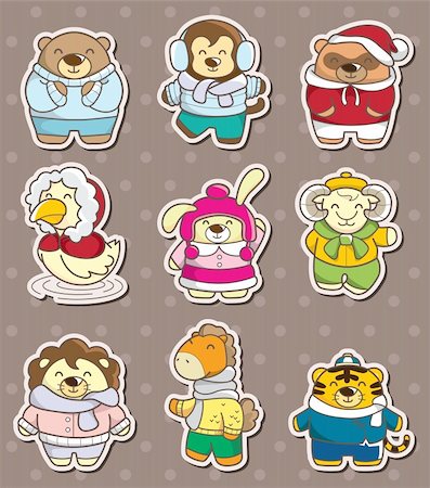 sheep vectors - winter animal stickers Stock Photo - Budget Royalty-Free & Subscription, Code: 400-06093045