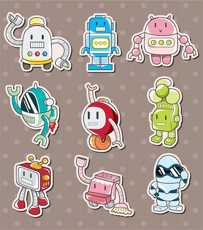 cartoon robot sticers Stock Photo - Budget Royalty-Free & Subscription, Code: 400-06093394