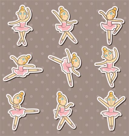 simsearch:400-04255721,k - cartoon Ballet dancer stickers Stock Photo - Budget Royalty-Free & Subscription, Code: 400-06093398