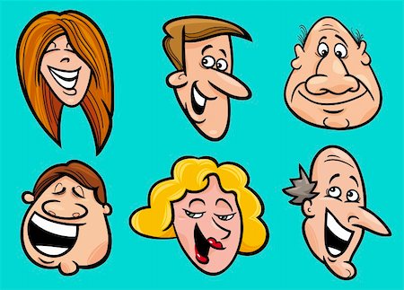 Cartoon illustration of happy people faces set Stock Photo - Budget Royalty-Free & Subscription, Code: 400-06093544