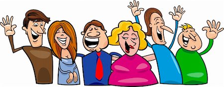 Cartoon illustration of hugging happy people group Stock Photo - Budget Royalty-Free & Subscription, Code: 400-06093555