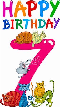 cartoon illustration design for seventh birthday anniversary Stock Photo - Budget Royalty-Free & Subscription, Code: 400-06093563