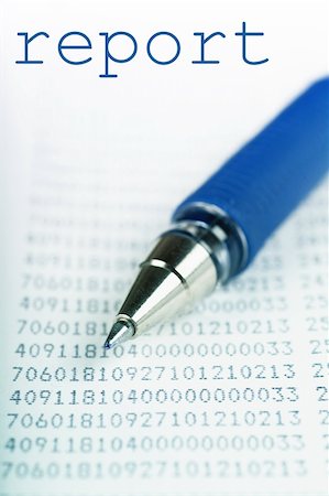 simsearch:400-08408451,k - Macro view of blue pen on a report with many digits Stock Photo - Budget Royalty-Free & Subscription, Code: 400-06105285