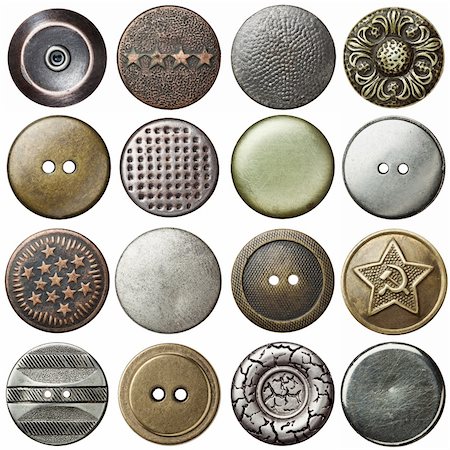 Vintage metal sewing buttons, isolated Stock Photo - Budget Royalty-Free & Subscription, Code: 400-06105445