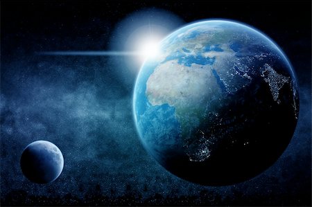 end of the world - Planet landscape in space made with photoshop cs5 Stock Photo - Budget Royalty-Free & Subscription, Code: 400-06105560