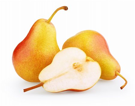 Ripe red-yellow pear fruit with half isolated on white Photographie de stock - Aubaine LD & Abonnement, Code: 400-06105941
