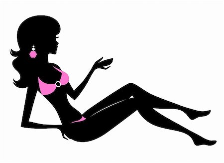 simsearch:400-03936298,k - Summer girl silhouette. Vector Illustration Stock Photo - Budget Royalty-Free & Subscription, Code: 400-06106011