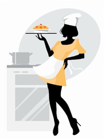 Vector illustration  of a baker girl silhouette Stock Photo - Budget Royalty-Free & Subscription, Code: 400-06106021