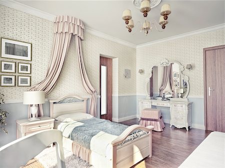 children's luxury room interior 3d image Stock Photo - Budget Royalty-Free & Subscription, Code: 400-06106724