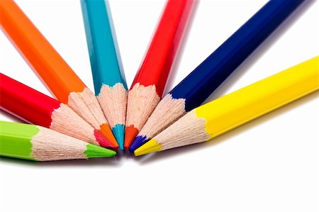 pencil crayon - Assortment of coloured pencils on white background Foto de stock - Super Valor sin royalties y Suscripción, Código: 400-06107892