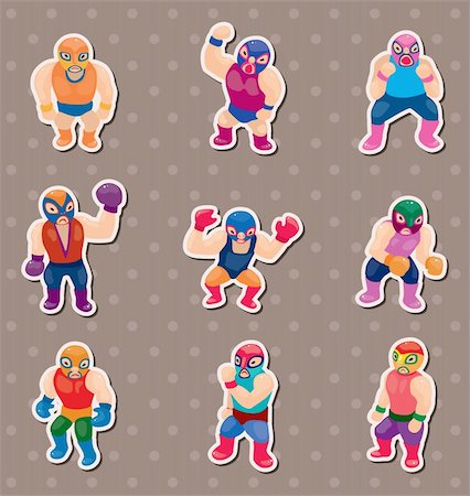 simsearch:400-04337140,k - cartoon wrestler stickers Stock Photo - Budget Royalty-Free & Subscription, Code: 400-06107948