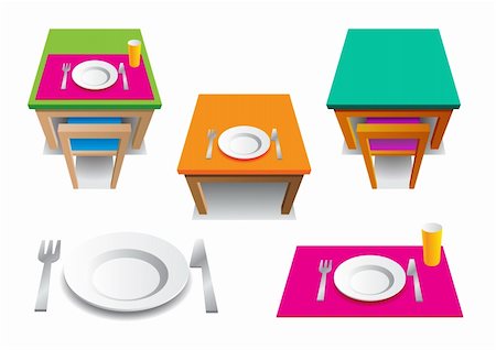 dining rooms in pink - The icons set of simply picture with plate, cup, knife and fork Stock Photo - Budget Royalty-Free & Subscription, Code: 400-06107959