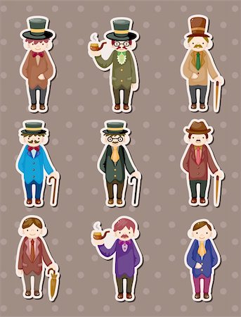 simsearch:400-06105473,k - cartoon retro gentleman stickers Photographie de stock - Aubaine LD & Abonnement, Code: 400-06108369