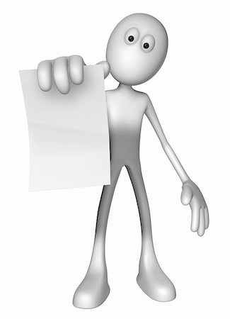 simsearch:400-06073389,k - white guy is holding blank paper sheet - 3d illustration Stock Photo - Budget Royalty-Free & Subscription, Code: 400-06100177