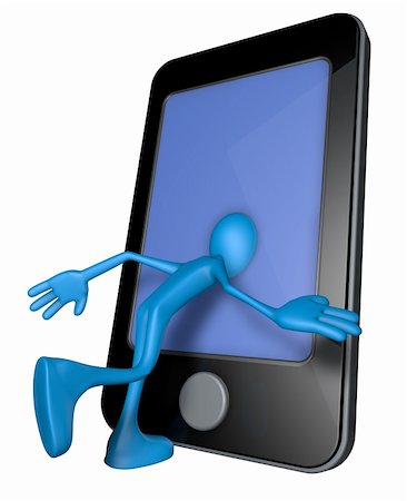 simsearch:400-06073389,k - blue guy with head inside a smartphone - 3d illustration Stock Photo - Budget Royalty-Free & Subscription, Code: 400-06100178