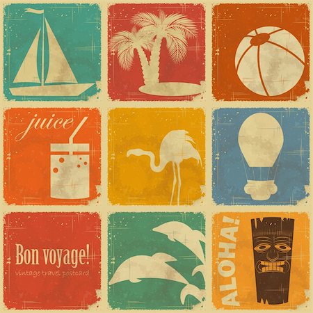 set of Vintage Travel Labels - Retro Signs with Grunge Effect - vector illustration Stock Photo - Budget Royalty-Free & Subscription, Code: 400-06100267