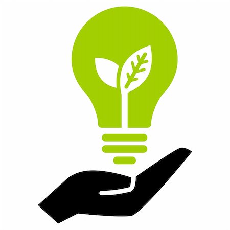 Hand holding green ecology light bulb, vector icon Stock Photo - Budget Royalty-Free & Subscription, Code: 400-06100431