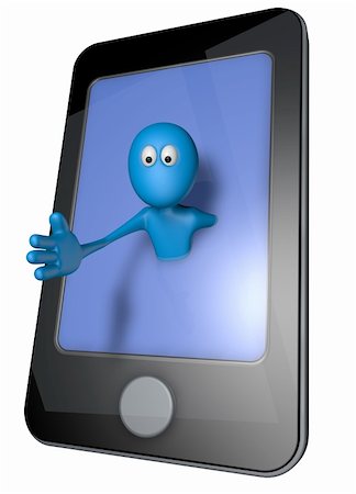 simsearch:400-06073389,k - blue guy and smartphone - 3d illustration Stock Photo - Budget Royalty-Free & Subscription, Code: 400-06100789