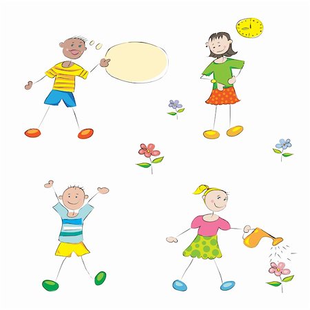 small picture of a cartoon of a person being young - funny school kids doodles, boys and girls student profile characters Stock Photo - Budget Royalty-Free & Subscription, Code: 400-06100856