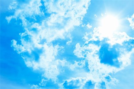 simsearch:400-07661289,k - Blue sky with clouds and spring or summer sun Stock Photo - Budget Royalty-Free & Subscription, Code: 400-06100887