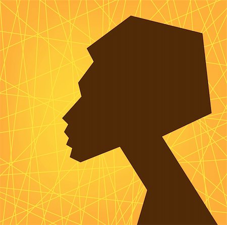 African woman face silhouette, stylized vector portret Stock Photo - Budget Royalty-Free & Subscription, Code: 400-06101025