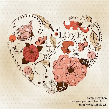 simsearch:400-06080543,k - Vintage heart shape. St. Valentine's greeting card Stock Photo - Budget Royalty-Free & Subscription, Code: 400-06101508