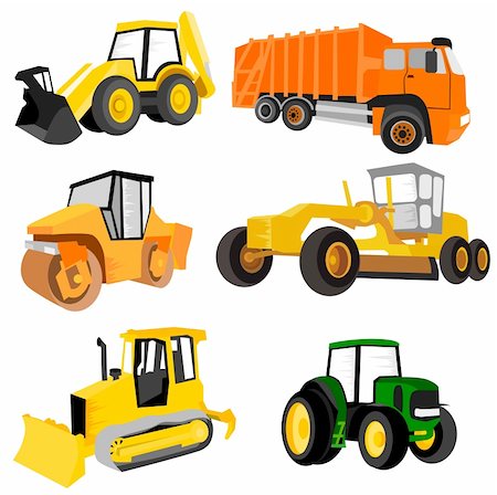 Cartoon illustration of six working machines Stock Photo - Budget Royalty-Free & Subscription, Code: 400-06101839