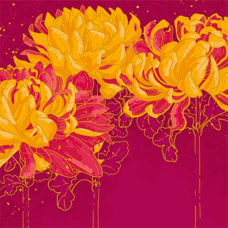 simsearch:400-06080543,k - Abstract romantic vector background with three chrysanthemum. Stock Photo - Budget Royalty-Free & Subscription, Code: 400-06101930