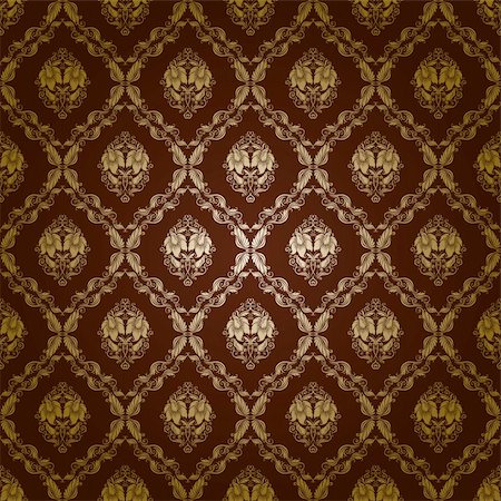 simsearch:400-05888512,k - Damask seamless floral pattern. Gold flowers on a brown background. EPS 10 Stock Photo - Budget Royalty-Free & Subscription, Code: 400-06102092